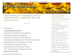 Understanding the relationship among SHUTTER SPEED