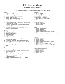 US History Midterm Review Sheet Part 1