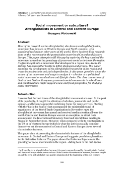 Social movement or subculture? - Interface: a journal for and about