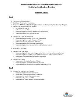 FIS and MIS Training Agenda - Native American Fatherhood and