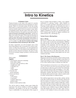 Intro to Kinetics