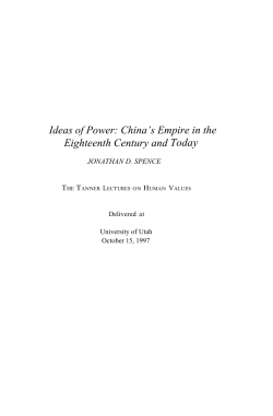 Ideas of Power: China`s Empire in the Eighteenth Century and Today