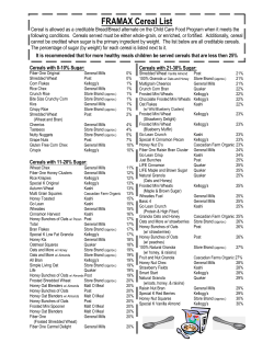FRAMAX Cereal List