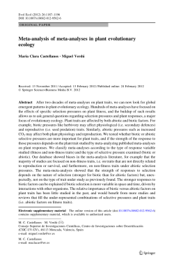 Meta-analysis of meta-analyses in plant evolutionary ecology