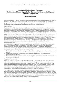 Sustainable Business Futures: Setting the Global Agenda for