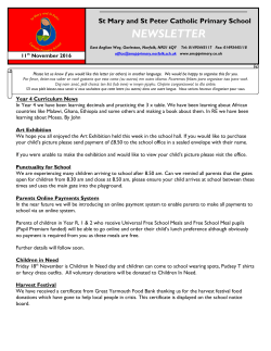 NEWSLETTER - St Mary and St Peter Catholic Primary School