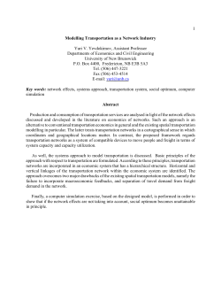 Modelling Transportation as a Network Industry