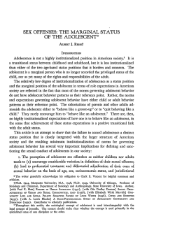 Sex Offenses: The Marginal Status of the Adolescent