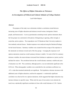 The Effects of Higher Education on Tolerance: An Investigation of