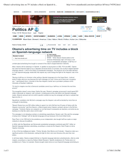 Obama`s advertising time on TV includes a block on Spanish