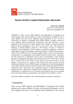 racial epithets, characterizations, and slurs