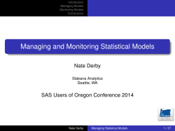 Managing and Monitoring Statistical Models
