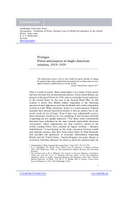 Prologue Power and purpose in Anglo