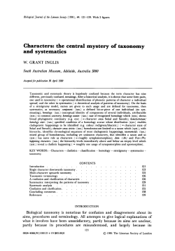 Characters: the central mystery of taxonomy and systematics