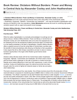 Book Review: Dictators Without Borders: Power and Money in