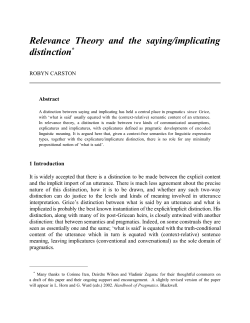 Relevance Theory and the saying/implicating distinction