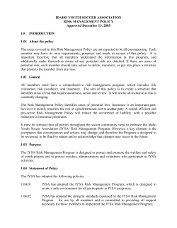 Risk Management Manual - Idaho Youth Soccer Association