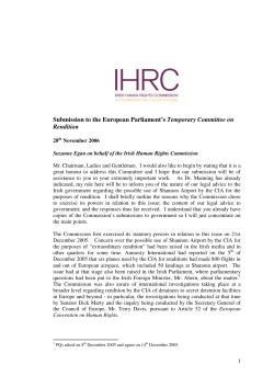 Submission to the European Parliament`s Temporary Committee on