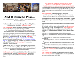 And It Came to Pass&hellip; - First United Methodist Church, Lincoln, NE