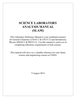 SCIENCE LABORATORY ANALYSIS MANUAL (SLAM)