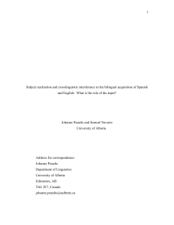 1 Subject realization and crosslinguistic interference in the bilingual