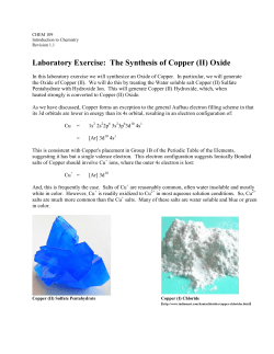 Laboratory Exercise: The Synthesis of Copper (II) Oxide