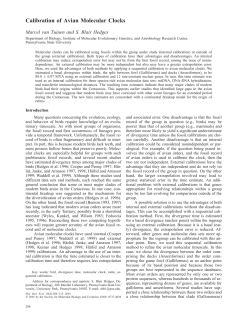 Calibration of Avian Molecular Clocks