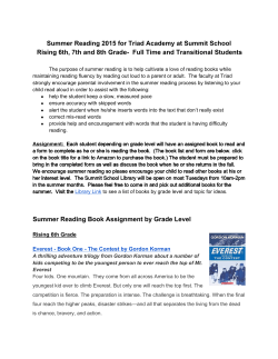 Summer Reading 2015 for Triad Academy at Summit School Rising