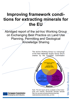 Improving framework conditions for extracting minerals