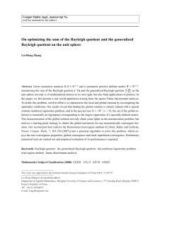 On optimizing the sum of the Rayleigh quotient and the generalized