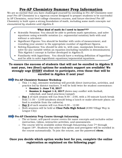 PreAP Chemistry Registration Form