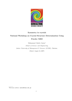 Symmetry in Crystals by Dr. Sabieh Anwar