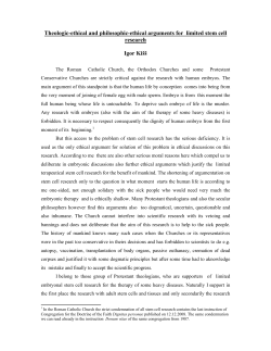 Theologic-ethical and philosophic-ethical arguments for limited stem