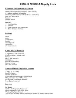 2016-17 NERSBA Supply Lists - Northeast Regional School of