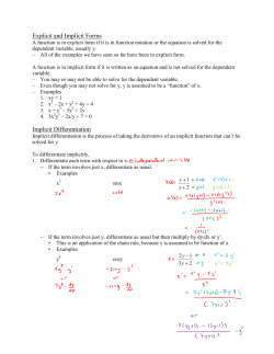 Explicit and Implicit Forms Implicit Differentiation