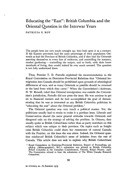 Educating the "East55: British Columbia and the