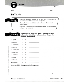 Suffix -ic - Dean Adventures
