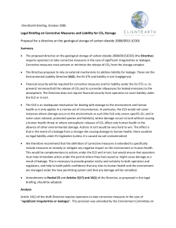 Legal Briefing on Corrective Measures and Liability for CO2 Storage