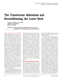 The Transversus Abdominis and Reconditioning the Lower