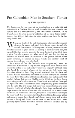 Pre-Columbian Man in Southern Florida