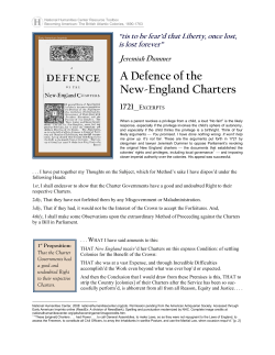Jeremiah Dummer, A Defence of the New England Charters