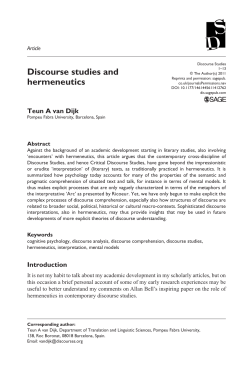Discourse studies and hermeneutics