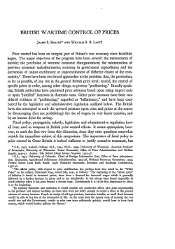 British Wartime Control of Prices