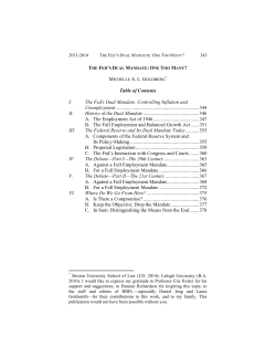 The Fed`s Dual Mandate: One Too Many?