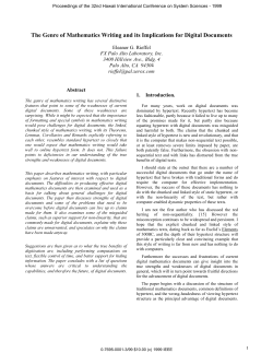 The Genre of Mathematics Writing and its Implications for Digital