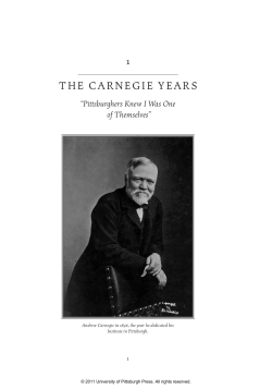 THe caRNeGIe YeaRS - University of Pittsburgh Press