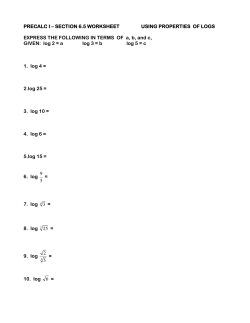 PRECALC I &ndash; SECTION 6.5 WORKSHEET USING PROPERTIES OF