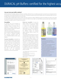 DURACAL pH Buffers: certified for the highest accuracy by an ext