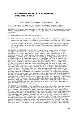 Matching of Assets and Liabilities