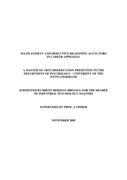 MATH ANXIETY AND DEDUCTIVE REASONING AS FACTORS IN